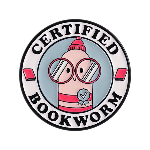 Certified bookworm cute pin - bookworm,
