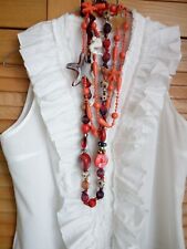 Moda Positano Rare Boutique Shirt Halter Neck Bianca Ruches Jabot puro cotone 