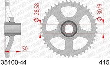 35100-44 AFAM CORONA 44 DENTI PASSO 415 APRILIA 50 RS 50 95/98