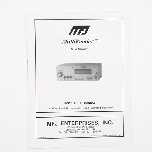 Mfj 462b multireader - mfj-462b, ver