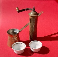 CAFFETTIERA  ALLA TURCA  set completo vintage per 2/3 persone