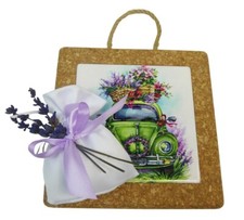 Bomboniere Matrimonio Anniversario Sottopentola Sughero Macchina Lavanda Sacchet