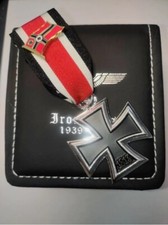 WW2 German iron cross medal badge double knight oak leaves neck ribbon with Box