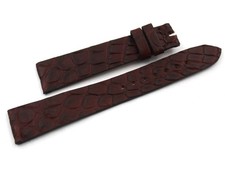 Cinturino Vero Coccodrillo Marrone Scuro Piatto 18/14mm Accessori Made Italy New