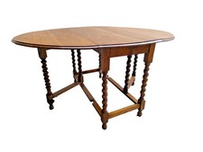 Antico tavolo consolle allungabile ovale con alette (bandelle) in legno massello