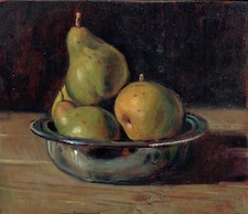 Dipinto Olio Tavoletta Natura Morta Frutta cm.  24,5  x 21