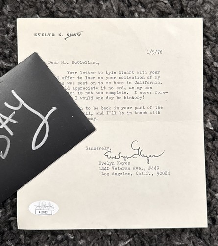 Evelyn keyes autografo lettera - evelyn,