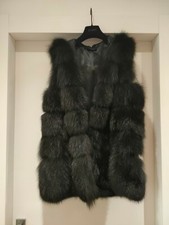 SMANICATO DONNA IN PELLICCIA DI VOLPE, NERO, TAGLIA M, NUOVO MAI USATO