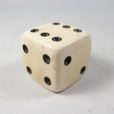 GRANDE DADO DA GIOCO BIANCO 3.7 cm VINTAGE BIG OVERSIZE GAME DICE V807