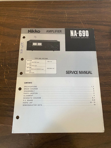 Nikko 690 amplifier manuale - nikko,