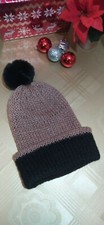 CAPPELLO INVERNALE ADULTI UNISEX DOUBLEFACE MARRONE/NERO PURA LANA FATTO A MANO