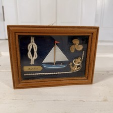 Nautical Framed Sailboat & Reef Knot Wall Art – Maritime Decor Mini Shadow Box