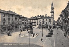 2059) CARTOLINA CASALE MONFERRATO PIAZZA MAZZINI ANAIMATA VIAGGIATA ALESSANDRIA