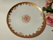 VASSOIO PIATTO DA PORTATA DA DOLCE IN PORCELLANA BAVARIA ROSE BORDO ORO 24 CM