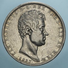 CARLO ALBERTO 5 LIRE 1837
