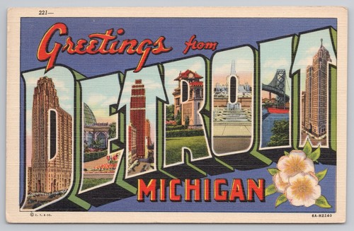 Cartolina saluto detroit - saluto, da