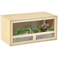 PawHut Terrario per Rettili in Legno Porte in Vetro e Rete 60x29.5x29.5cm