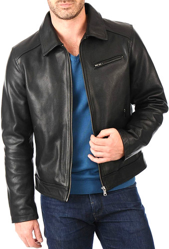 Giacca pelle nera uomo - , cafe