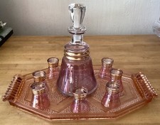 Service A Alcool Liqueur Vintage Carafe 7 Verres Plateau 