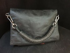 BORSA ZARA IN PELLE NERA CON TRACOLLA A CATENA E PELLE