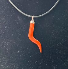 CIONDOLO VINTAGE corno corallo napoletano ITALIANO LUNGO RAMO ROSSO CORALLO ALTALENA