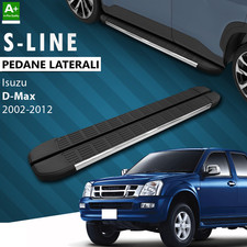 Coppia pedane laterali sottoporta poggiapiedi nere cromo per Isuzu D-Max 02-12*