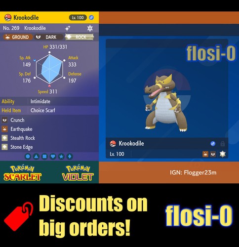 6iv shiny krookodile - shiny, pokemon