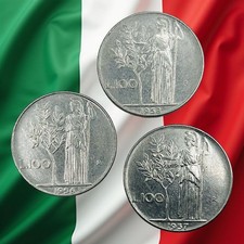 Lot of 3 Italy 100 Lire Coins