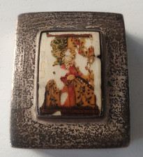 ANTICO COFANETTO PORTA PILLOLE IN ARGENTO CON MINIATURA - ARABO (EGITTO)