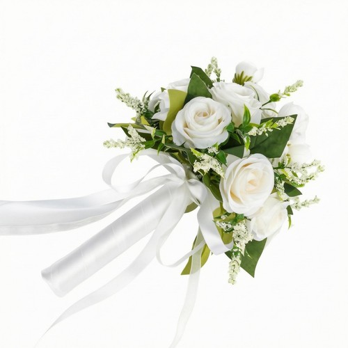 Bouquet rose bianche rotondo - rose,