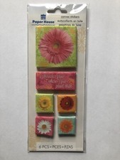 Paper House 3d Canvas stickers 6 Pieces. Floral Prints. Daisy's Craft Scrapbook