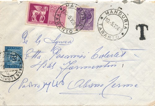 Italia 1961 busta manduria - italia,