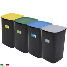 Set Pattumiera Raccolta Differenziata - 4 Bidoni da 50 Lt 37,5x36x53,5 cm - 128