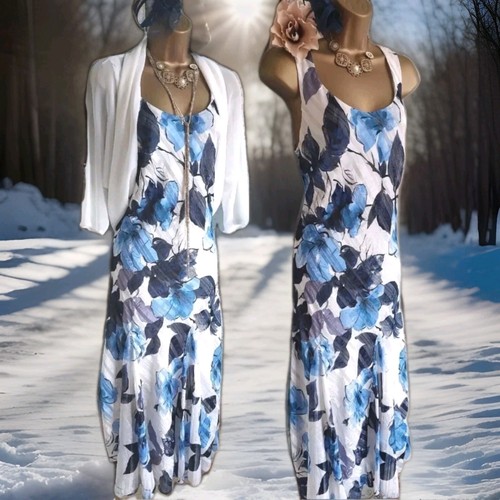 Roman blue white grey - , floral