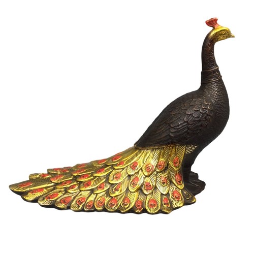 Statuetta pavone bronzato - statuetta,