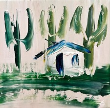 Eco Desert Bungalow in California Sands – Cactus Mini Painting Cabin House Art