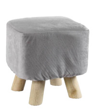 POUF QUADRATO POGGIAPIEDI VELLUTO MODERNO SGABELLO PIEDI LEGNO POUFF 28 cm