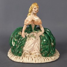 Scultura Dama in Porcellana Dipinta a Mano Perdomello Nove Bassano Anni '40/'50