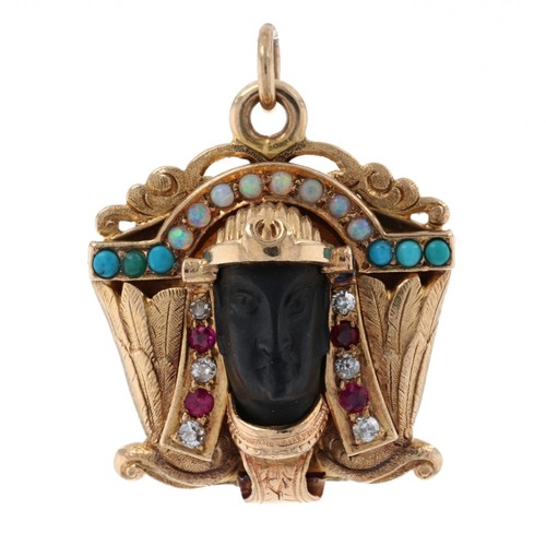 Pharaoh busto ciondolo 14k - ciondolo,