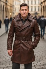 Trench coat uomo marrone vera