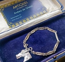 bellissimo bracciale antico FILIGRANA argento testa di cavallo