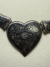 900 Silver Niello Heart Collar