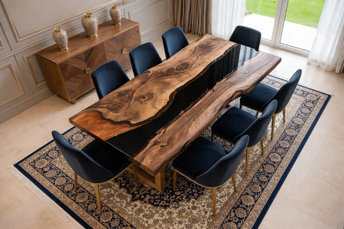 Black epoxy resin river - resin, dining