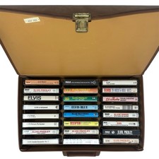 Elvis Presley Cassette Tape Lot of 24 With Vintage Service MFG Case Many Imports