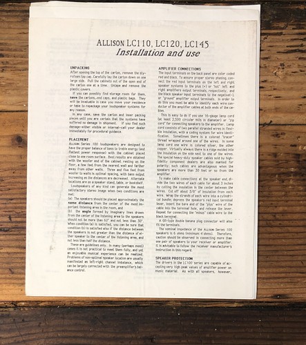 Allison acoustics lc110 - acoustics,