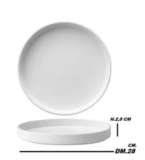 OSLO SET 6 PIATTI PIANO TONDO CM.28 BIANCO NORDIC PORCELLANA ALBERGO RISTORANTE