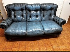 Set Divano + Poltrone Chesterfield Originali Pelle