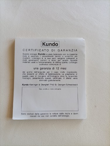Kundo certificato garanzia - kundo,