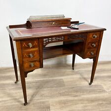 Scrivania piccolo scrittoio antico inglese 800 in legno intarsiato antiquariato