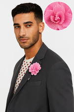 Wafer da Uomo Spilla Bavero Rosa Tessuto Ballo Floreale Bastone Abiti Nozze Gift